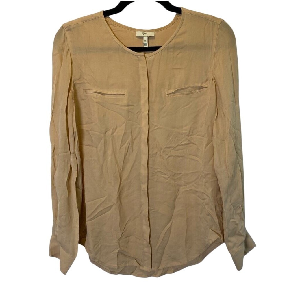 Joie Women's Osana Silk Blouse Tan Blush Color Size XS Elegant Professional
